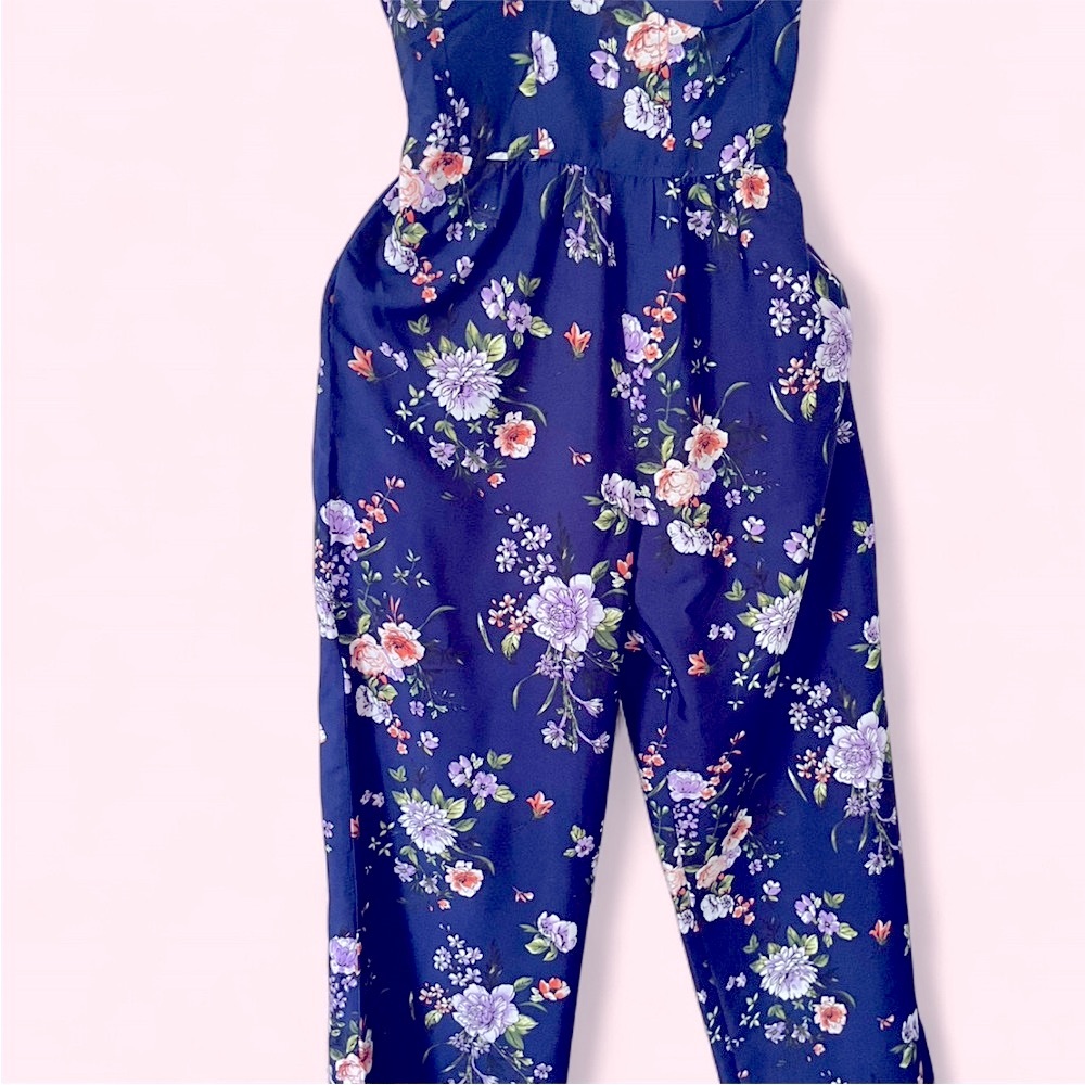 Band of Gypsies Blue Floral Jumpsuit